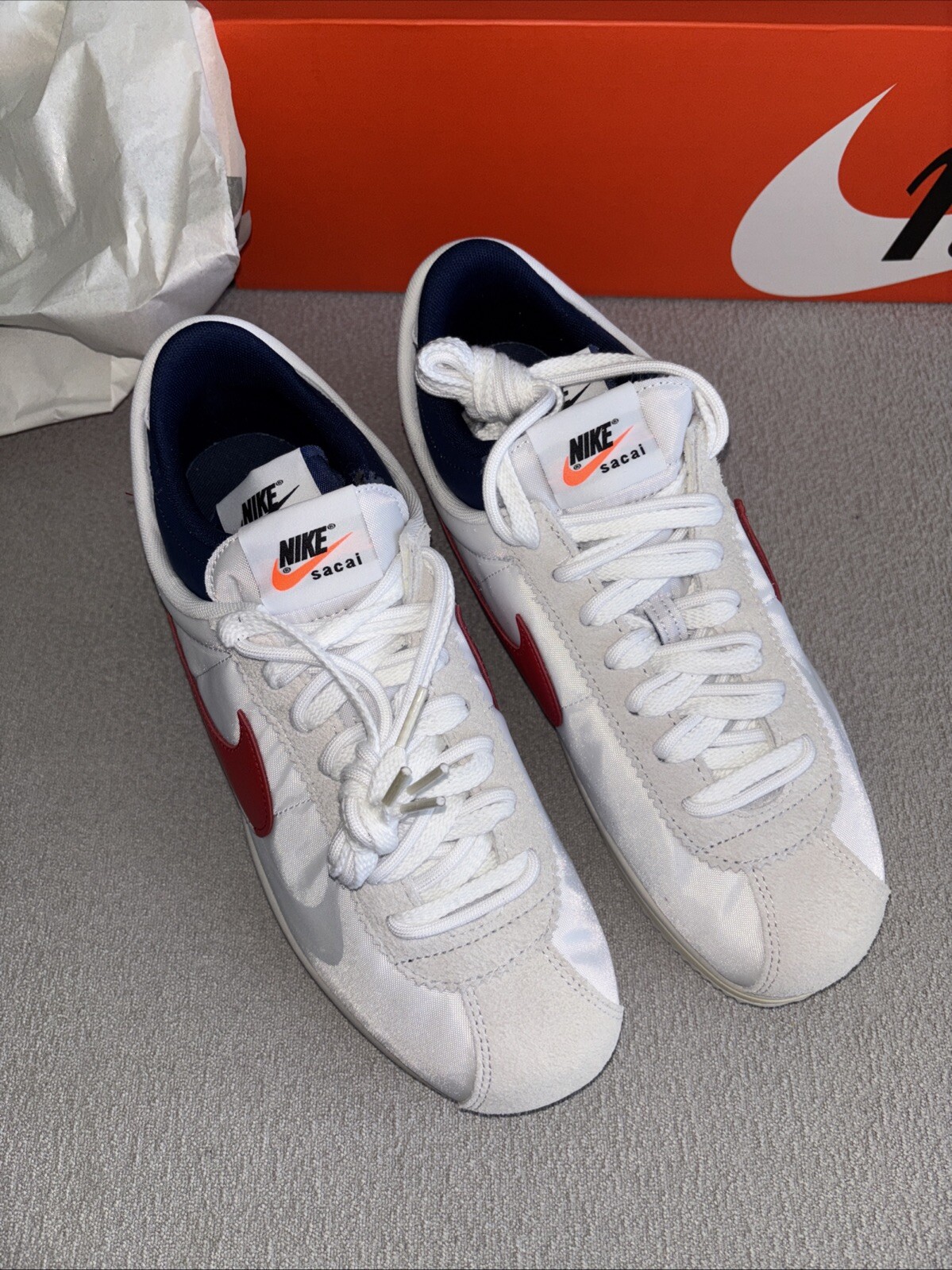 SACAI X NIKE DS Taglia 11.5 Nike Sacai x Zoom Cortez SP OG Bianco University Rosso Caldo ??