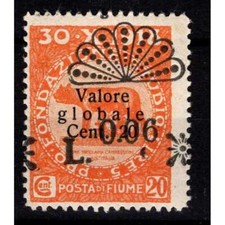 OCCUPAZIONI FIUME 1921 SEGNATASSE VALORE GLOBALE N.17o G.O MLH*