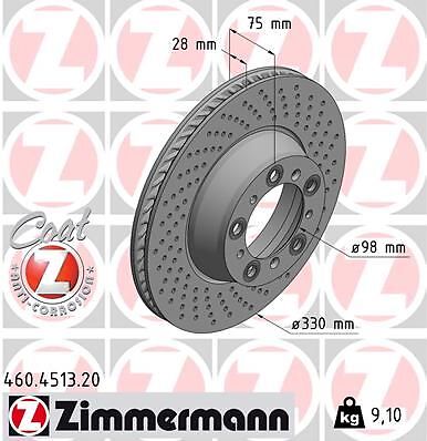 2x ZIMMERMANN 460.4513.20 Bremsscheibe für PORSCHE