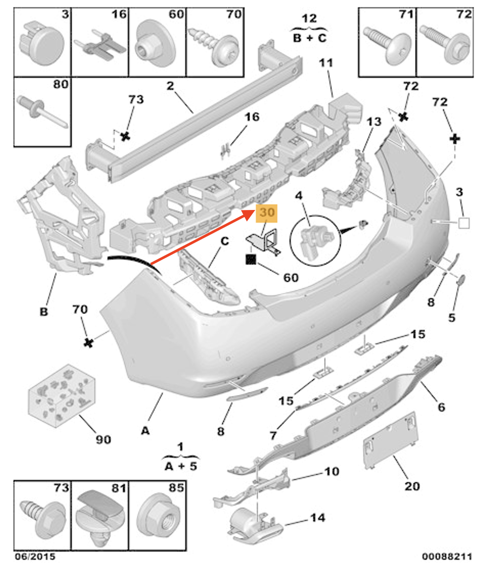 PEUGEOT 508 Rear Bumper Angel Plate 9814027680 OEM Genuine Part