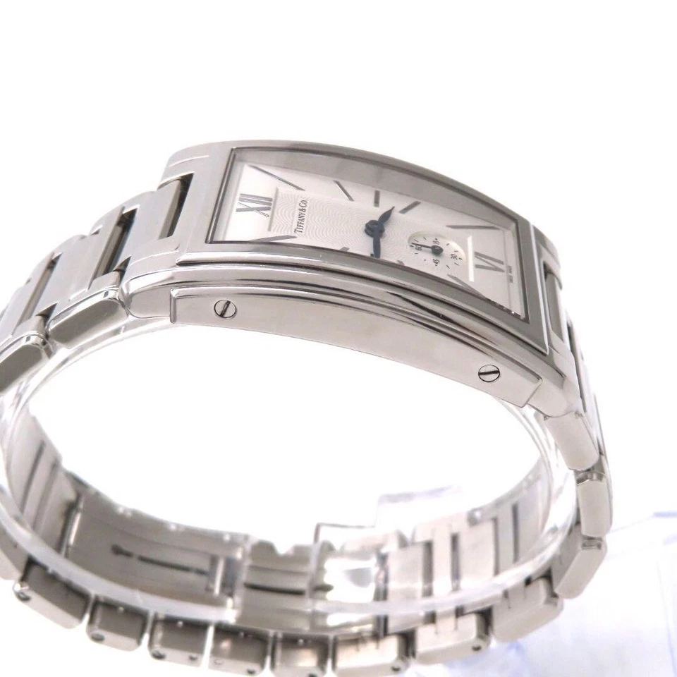 Reloj rectangular Tiffany & Co. Grand Z0030.13 para hombre segundos pequeños cuarzo funciona Foto 3 de 4