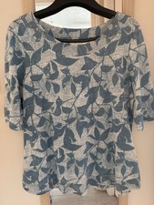 Image of WHITE STUFF Weaver Jersey Tee, Blue leaf, 12, BNWT