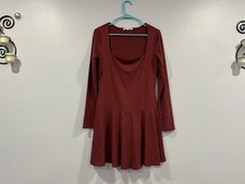 Reformation Coen Knit Long Sleeve Mini Dress In Chianti Red Size Medium M NWOT