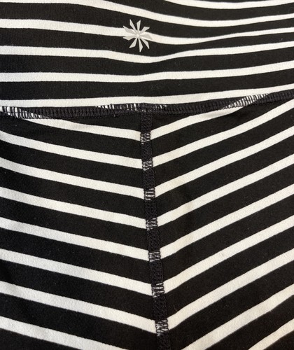 Athleta Black & White Striped Chaturanga Capri Leggings Size Medium - Picture 7 of 10