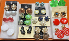 Vintage Lot of 18 Pair Mid Century Clip Screw Back Earrings All Wearable