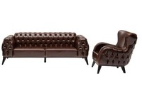 Zeitlos Chesterfield Sofa Set Polstergarnitur Dreisitzer Couch Relax Sofa 3+1