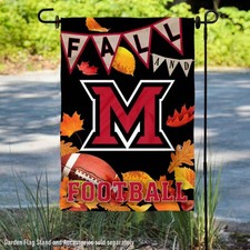 Miami Redhawks Fall Leaves Football Season Garden Flag and Yard Banner