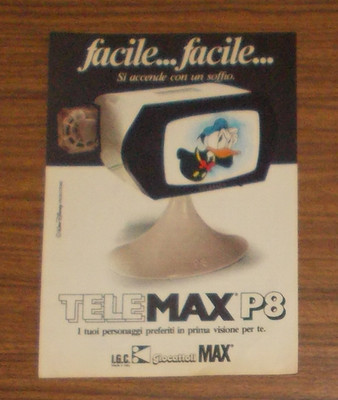 Seltene Werbung GIOCATTOLI TELEMAX P8 Projektor Donald Duck 1980