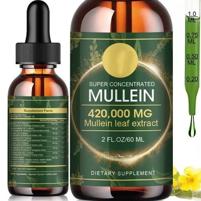 Mullein Leaf Extract Super Concentrated 2Oz/60 ML Lung Cleanse Drops | 420,000MG