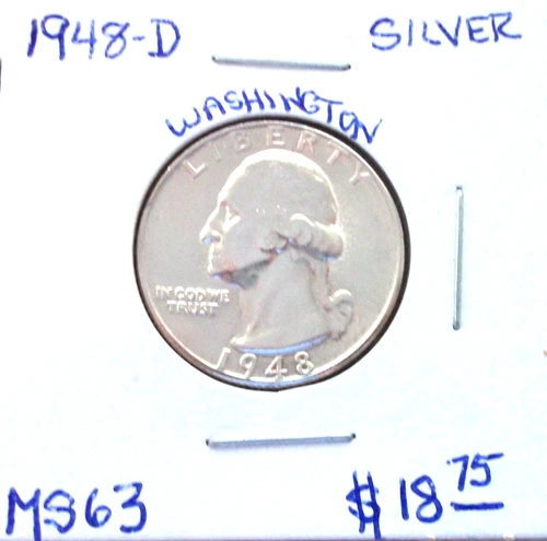 1948 DENVER SILVER WASHINGTON QUARTER IN UNCIRCULATED MINT STATE CONDITION
