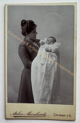 orig. CDV photo photography picture old fashion around 1890 mother child Grimma Saxony
