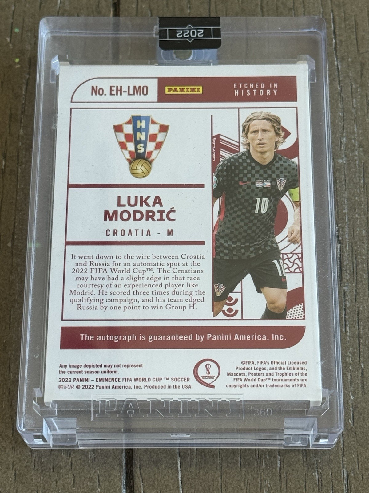 2022 Panini FIFA World Cup Qatar Etched In History Luka Modric 3/10 view 2