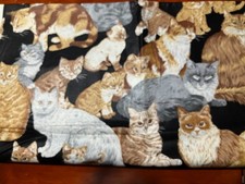 Cat-themed cotton fabric