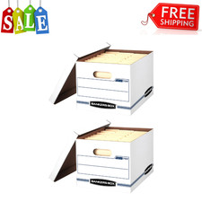 Bankers Box Basic Duty Letter Legal File Storage Box with Lids, White, 20 Pack