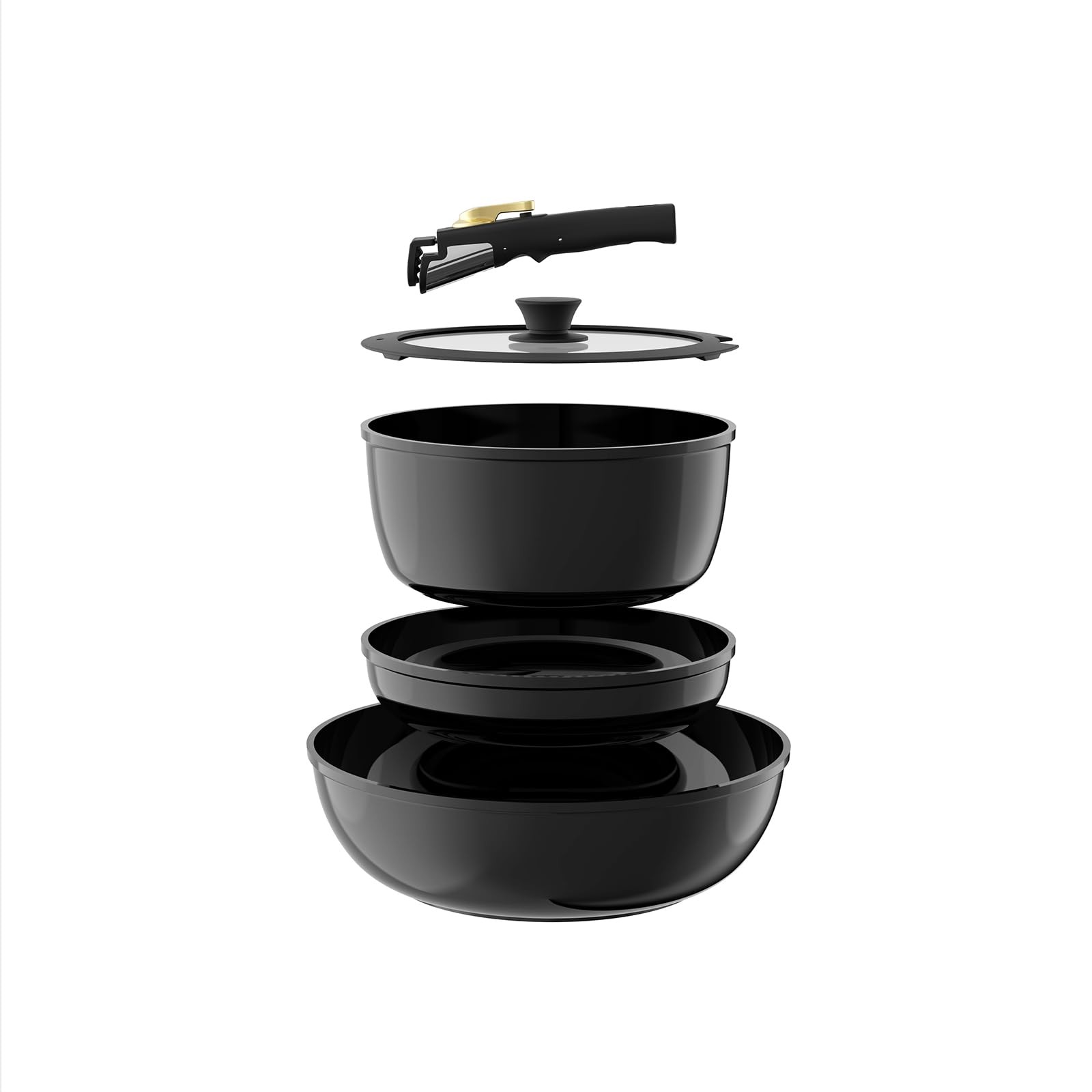 Pots and Pans Set Non Stick, Ceramic Cookware Set Detachable Handle, RV Campi...