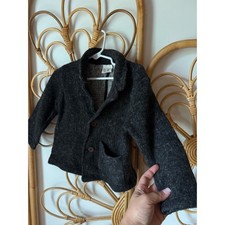 Zara BabyBoy Charcoal Gray Wool Blend Knit Blazer Jacket Size 2/3 Years 98cm