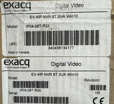 EXACQ IP04-08T-R2A 64 CHANNEL 8 TERABYTES 2IU DIGITAL VIDEO RECORDER NEW