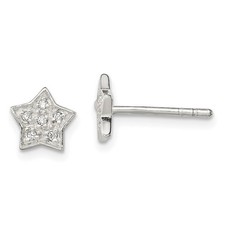 Sterling Silver CZ Star Post Earrings Womens Celestial