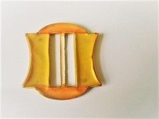 Art Deco Yellow Peach Glow Celluloid Tight Top Slide Buckle Germany 1 5/8 In. KJ