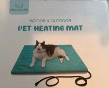 Clawsable Pet/Dog/Cat Heating Mat Indoor Outdoor Teal Waterproof w/Velvet Cover