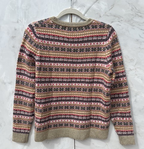 Boden Women’s Fair Isle Gold Wool Cotton Cashmere Jumper Size M Nordic - Picture 2 of 11