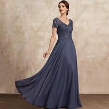 Scoop Mother of Bride Dresses Chiffon Full Sleeve Wedding Dresses Knee Length