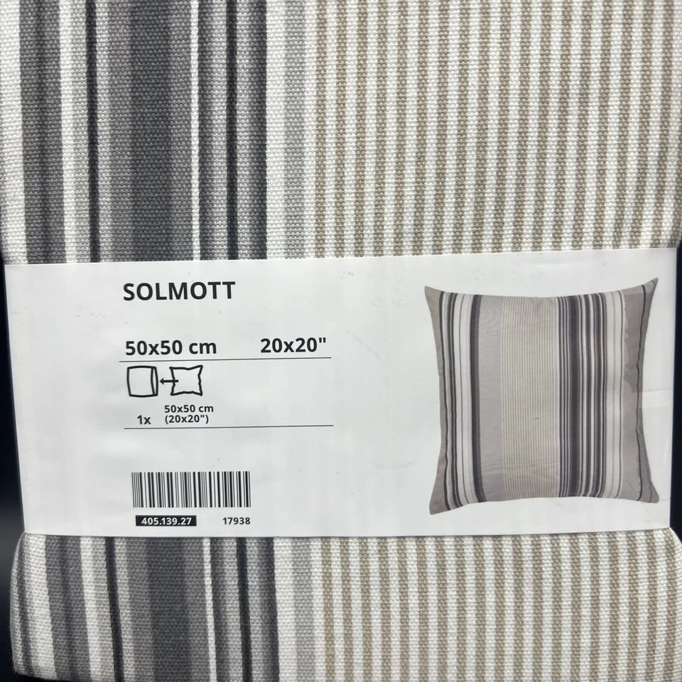 IKEA SOLMOTT Tan & Gray Striped Cotton 20" x 20" Pillow Covers (2) - Image 3 of 4