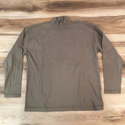 Banana Republic Shirt Men Large Mock Neck Long Sleeve T-Shirt Olive Green Cotton