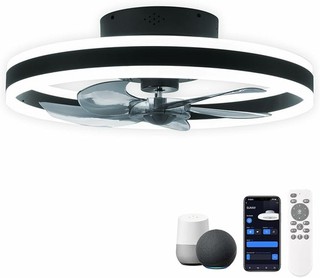 Chanfok 20" Ceiling Fan Light, 6 Speeds, Reversible, Smart Dimmable LED, App