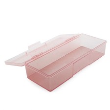 Transparent Pink Plastic Storage Box for Nail Art Manicure Pedicure Tools