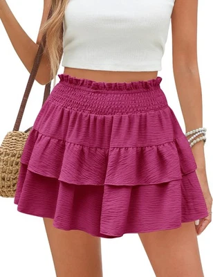 Jupe Short Femme Été Chic Élégant Taille Haute Elastique Mini Jupe Courte Sexy - Photo 1/4