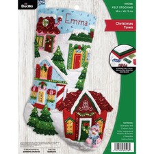 Felt Applique 18" Stocking Making Kit, Christmas Town, Perfect for DIY Arts a...