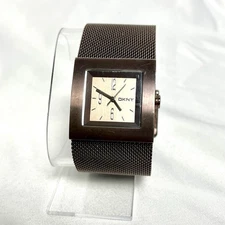 DKNY NY-3809 Women’s Rectangular Mesh Bracelet Watch Brown Stainless Steel