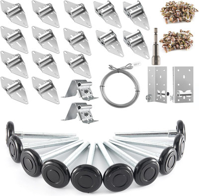 2'' Nylon Garage Door Roller 4'' Stem and Hinges Kit with Top & Bottom Bracket Ste