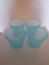 4 x turquoise blue plastic small cups - brand new no tag