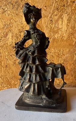 11'' Tall Vintage Bronze  Sculpture Of A Victorian Lady