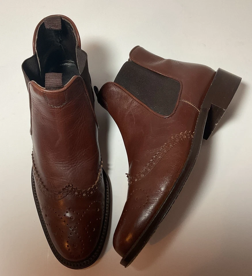 Botas Chelsea Joan & David Hechas en Italia Marrón Puntera al Tobillo Talla 6.5 M Cuero Foto 2 de 4