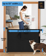 Veraste Retractable Baby Gate for Doorways and Stairs,BLACK, 33" x 55"  READ 