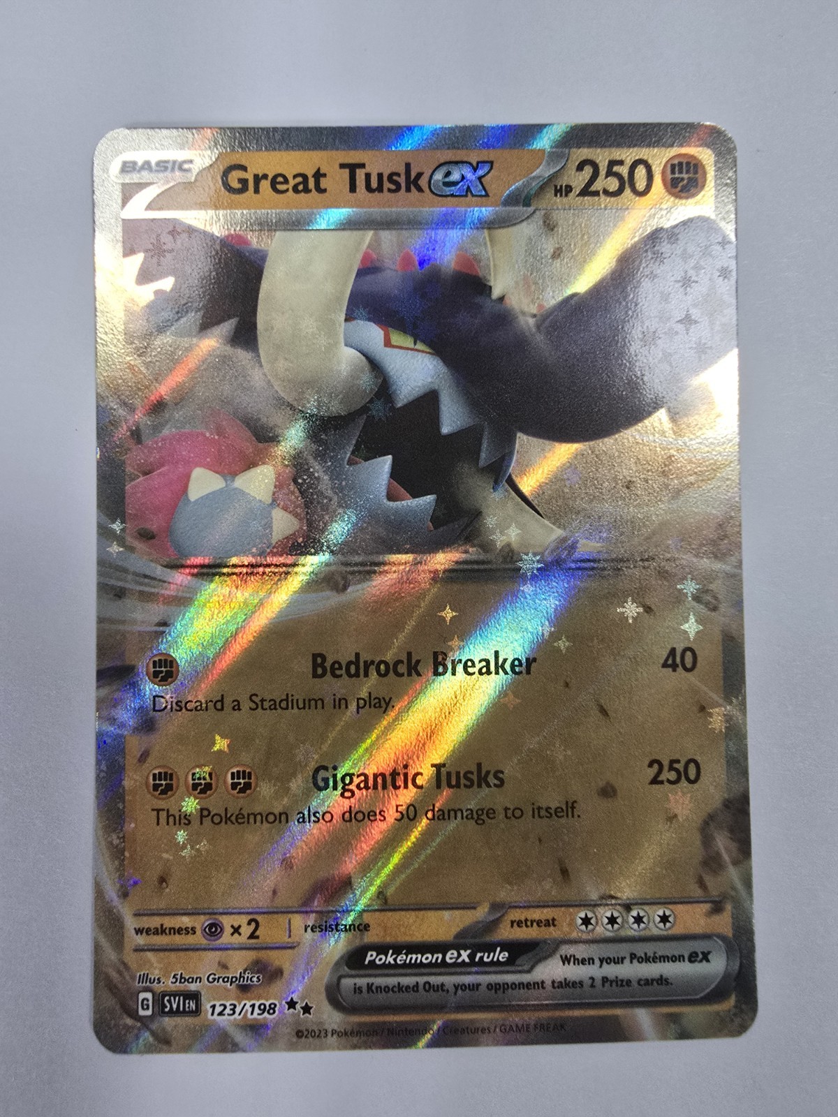 Great Tusk ex 123/198 Sv01: Scarlet & Violet Base Set Holo Pokémon Tcg 