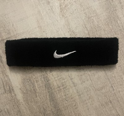 Y2k Nike White Swoosh Headband - Black   Hoops Basketball Gear
