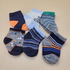 New Six Pairs 0-3 Months Baby Socks Boys Girls Unisex Frog Paw Prints Stripes