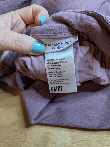 Pantalones de mezclilla Paige Premium tiro bajo para mujer ajustados Verdugo Jeans talla 29 granate - Imagen 7 de 7