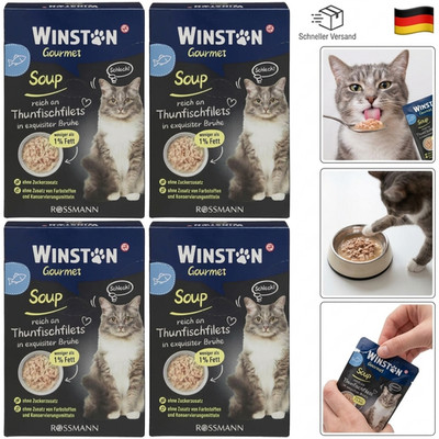 6 x 160 g | Winston 4x Leckeres Thunfischfilet in Fischbrühe ohne Zuckerzusatz
