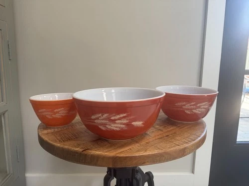 PYREX Autumn Harvest Wheat Nested Mixing Bowls Set Of 3