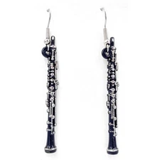 Oboe Earrings, Black and Silver, Harmony Jewelry