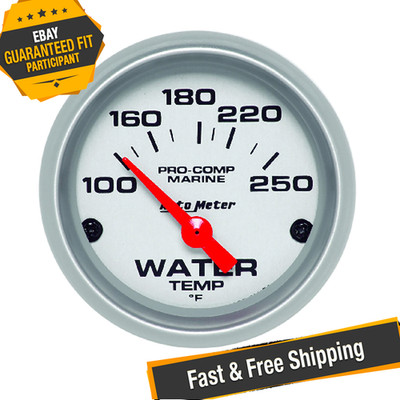 Auto Meter 200762-33 Marine Silver 2-1/16'' Water Temperature Gauge