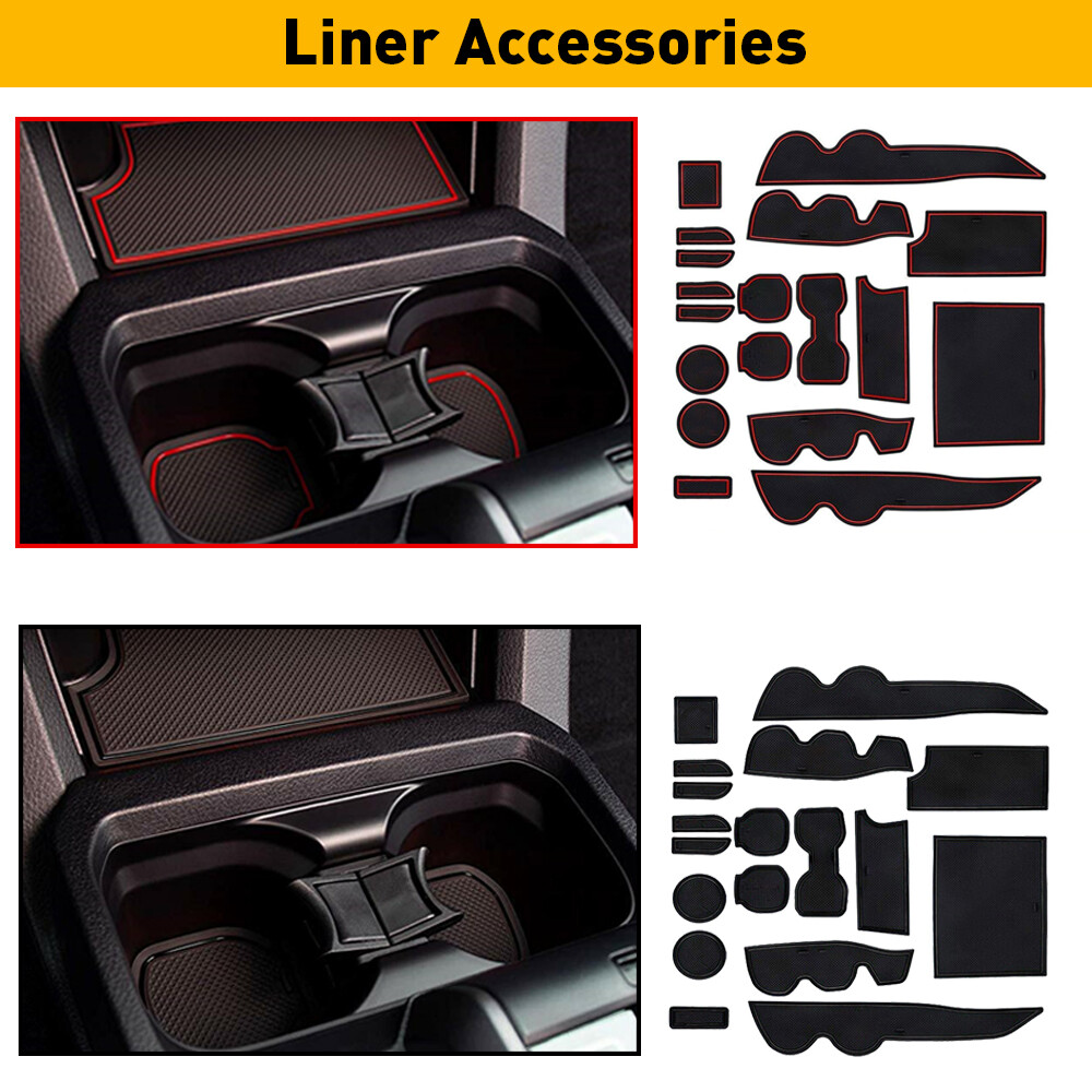 Liner Accessories For Tacoma Toyota Cup Door Console, Pocket Inserts Black/Red E