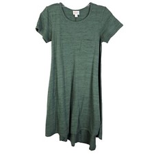 LuLaRoe Women XXS Green Carly Chest Pocket Short Sleeve Dress