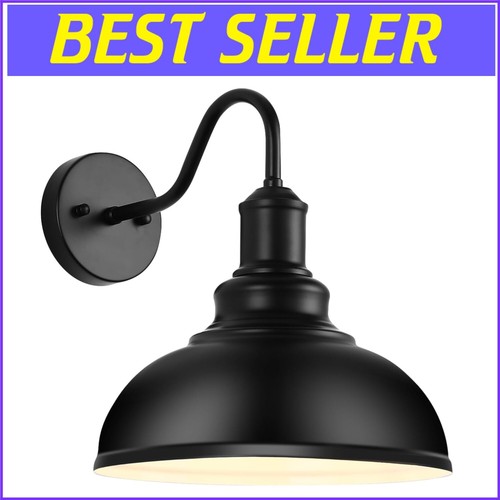 Industrial Black Lantern Wall Fixture - Outdoor Waterproof Light for Porch