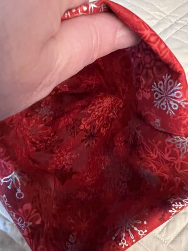 bucilla Christmas Stocking With White Snowflakes On Red fabric liner - Picture 3 of 3